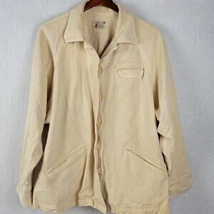Vintage Democracy Womens Jacket Sz L Pale Yellow Twill Utility Tencel Button Up